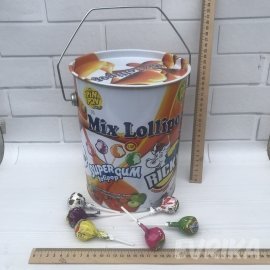 Льодяник Mix Lollipop з жуйкою Відро 180 шт