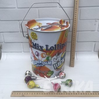 Льодяник Mix Lollipop з жуйкою Відро 180 шт