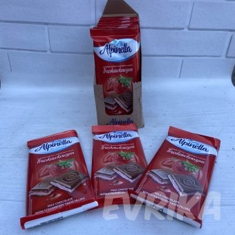 Шоколадка Alpinella Клубника 100 гр 19 шт